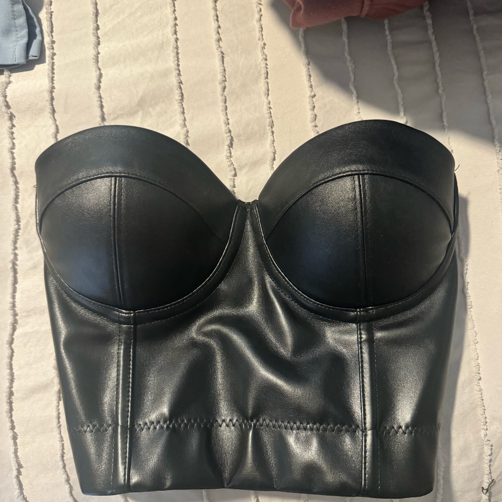 Faux Leather Bustier Top